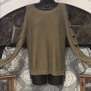 Tobi khaki Green Crew Neck Sweater Ribbed Knit size Small